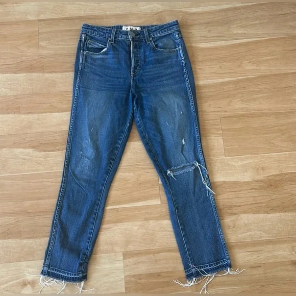 Amo Babe Blue Jeans Size 27 Very Sexy 🖤 Dive Bar Destroy Wash - Picture 7 of 10